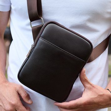 Сумка через плечо мужская кожаная Melnik Bags АР60-4567 Коричневая 22х17х4.5 см барсетка АР60-4567 фото
