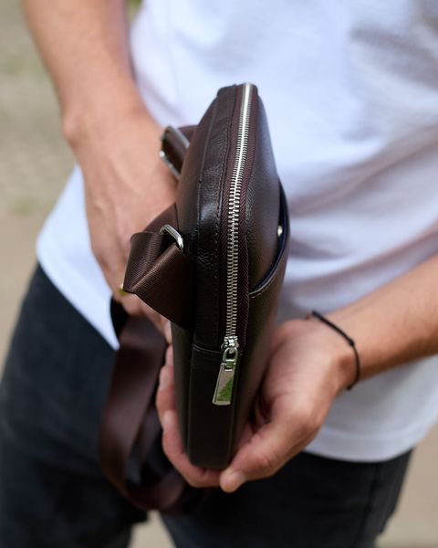 Сумка через плечо мужская кожаная Melnik Bags АР60-4567 Коричневая 22х17х4.5 см барсетка АР60-4567 фото