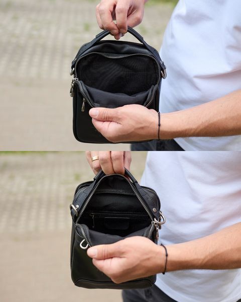 Сумка через плечо мужская кожаная Melnik Bags ВК460-466 Черная 22х18х8 см барсетка ВК460-466 фото