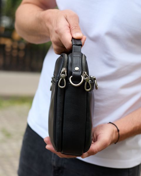 Сумка через плечо мужская кожаная Melnik Bags ВК460-466 Черная 22х18х8 см барсетка ВК460-466 фото