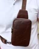 Чоловічий шкіряний слінг Melnik Bags АЕ45-6799 коричневий вигляд спереду