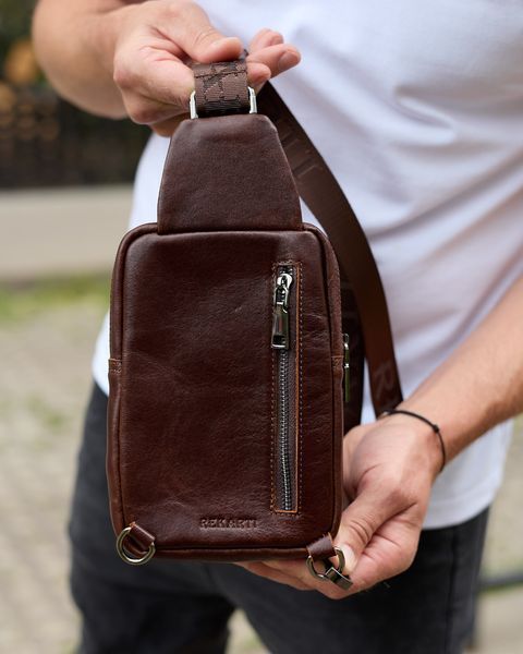 Шкіряний слінг Melnik Bags АЕ45-6799 коричневий вигляд зі зворотного боку
