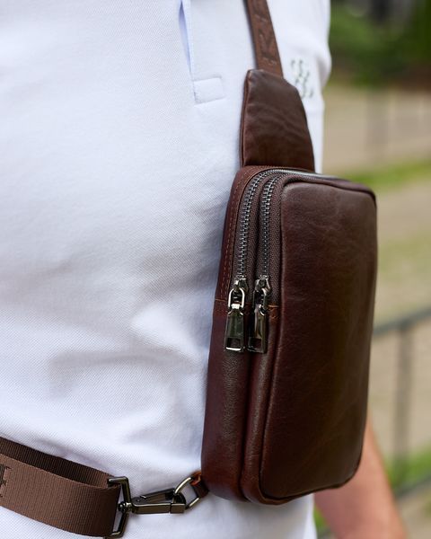 Слинг мужской кожаный Melnik Bags АЕ45-6799 Коричневый 20х13х5 см АЕ45-6799 фото