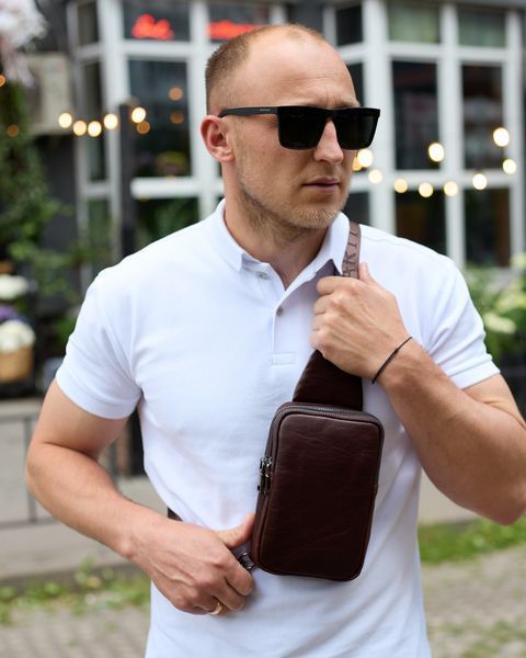 Слинг мужской кожаный Melnik Bags АЕ45-6799 Коричневый 20х13х5 см АЕ45-6799 фото