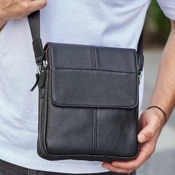 Мужская кожаная сумка через плечо Melnik Bags M1254A, черная M1254A фото