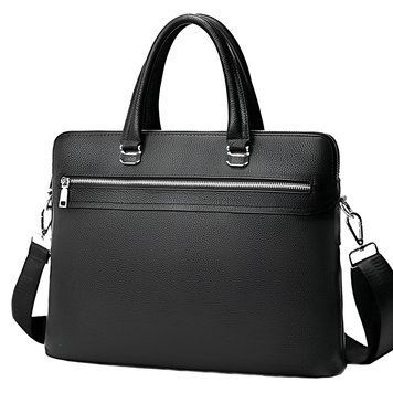 Мужская сумка для документов и ноутбука с натуралной кожи черная Tiding Bag NV23712 NV23712 фото