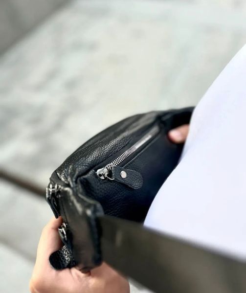 Чорна чоловіча бананка з натуральної гладкої шкіри Melnik Bags 27031973 &mdash; поясна сумка 27031973 фото