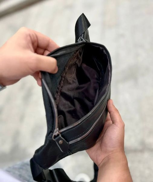 Чорна чоловіча бананка з натуральної гладкої шкіри Melnik Bags 27031973 &mdash; поясна сумка 27031973 фото