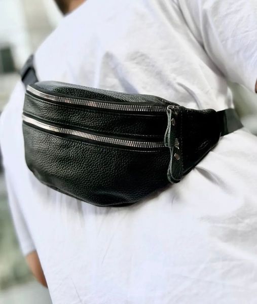 Чорна чоловіча бананка з натуральної гладкої шкіри Melnik Bags 27031973 &mdash; поясна сумка 27031973 фото