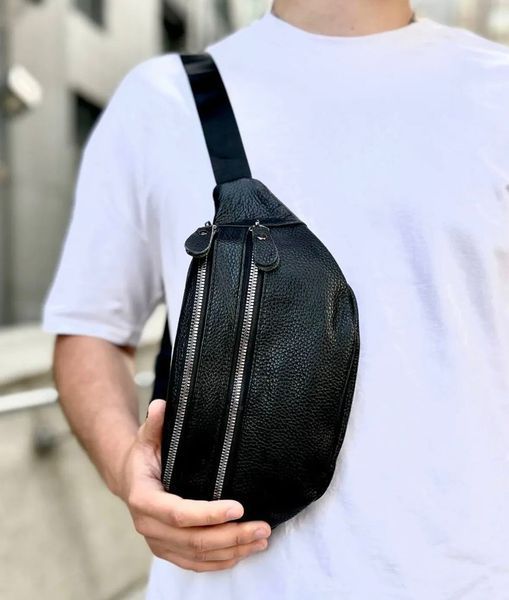 Чорна чоловіча бананка з натуральної гладкої шкіри Melnik Bags 27031973 &mdash; поясна сумка 27031973 фото