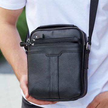 Мужская кожаная сумка-барсетка Melnik Bags Черная (73957) 73957 фото