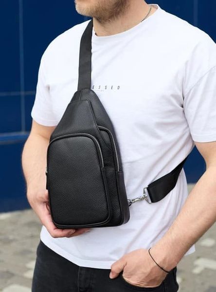 Чоловіча шкіряна сумка-слінг Tiding Bag 34091 чорна 34091 фото