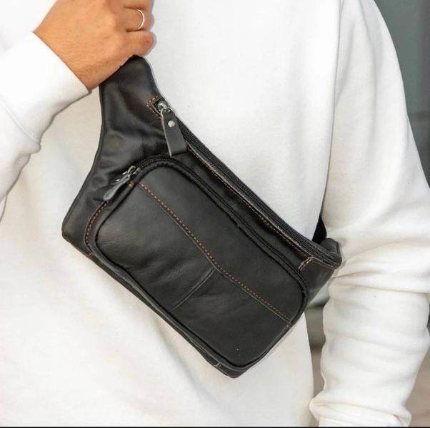 Коричневая мужская сумка-бананка из натуральной кожи Crazy Horse Melnik Bags 180394 &mdash; поясная сумка 180394 фото