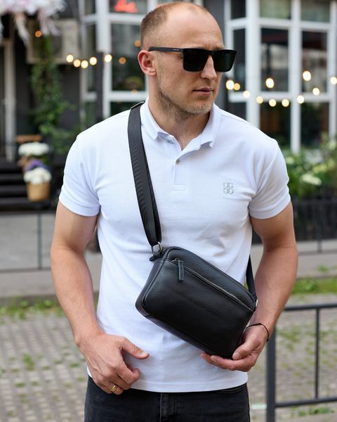 Сумка через плечо мужская кожаная Melnik Bags АЕ34-6564 Черная 24х16х6 см барсетка классическая АЕ34-6564 фото