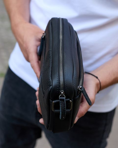 Сумка через плечо мужская кожаная Melnik Bags АЕ34-6564 Черная 24х16х6 см барсетка классическая АЕ34-6564 фото