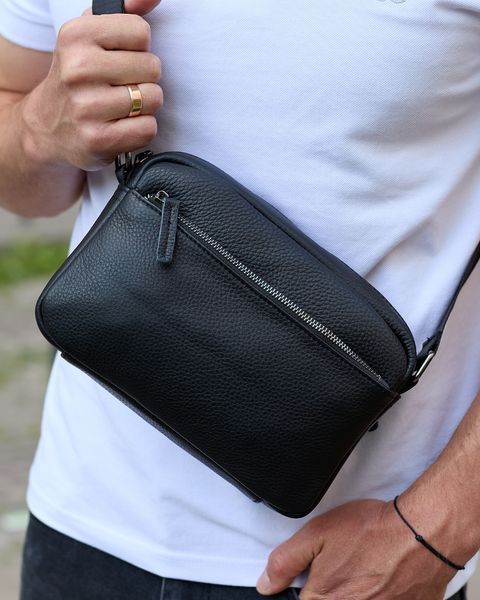 Сумка через плечо мужская кожаная Melnik Bags АЕ34-6564 Черная 24х16х6 см барсетка классическая АЕ34-6564 фото