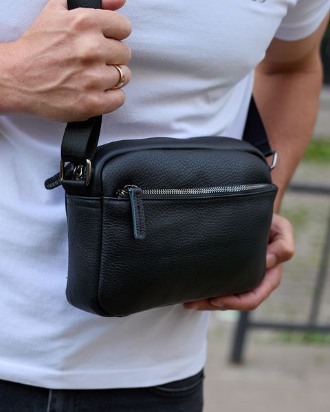 Сумка через плечо мужская кожаная Melnik Bags АЕ34-6564 Черная 24х16х6 см барсетка классическая АЕ34-6564 фото