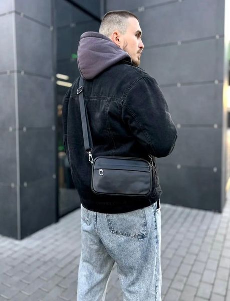 Черная мужская сумка кросс-боди бананка из натуральной кожи Melnik Bags 211196 &mdash; поясная сумка 211196 фото