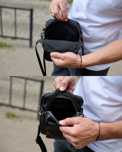 Сумка через плечо мужская кожаная Melnik Bags АЕ94-9998 Черная 22х16х8 см барсетка с клапаном АЕ94-9998 фото