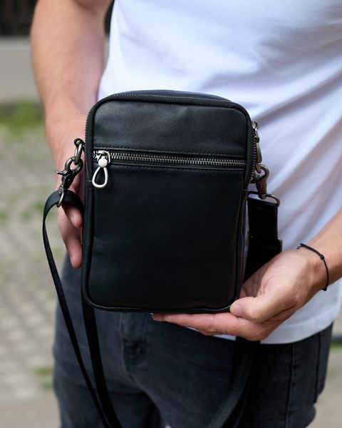 Сумка через плечо мужская кожаная Melnik Bags АЕ94-9998 Черная 22х16х8 см барсетка с клапаном АЕ94-9998 фото