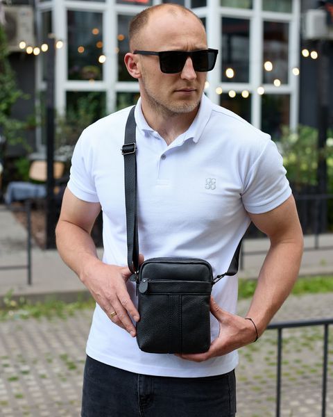 Сумка через плечо мужская кожаная Melnik Bags АВ24-45567 Черная 21х16х7 см барсетка на два отделения АВ24-45567 фото