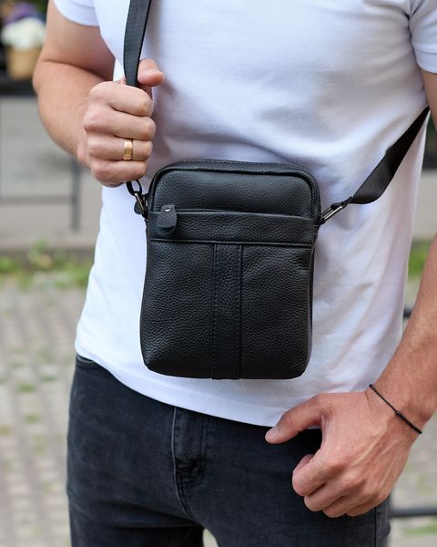 Сумка через плечо мужская кожаная Melnik Bags АВ24-45567 Черная 21х16х7 см барсетка на два отделения АВ24-45567 фото
